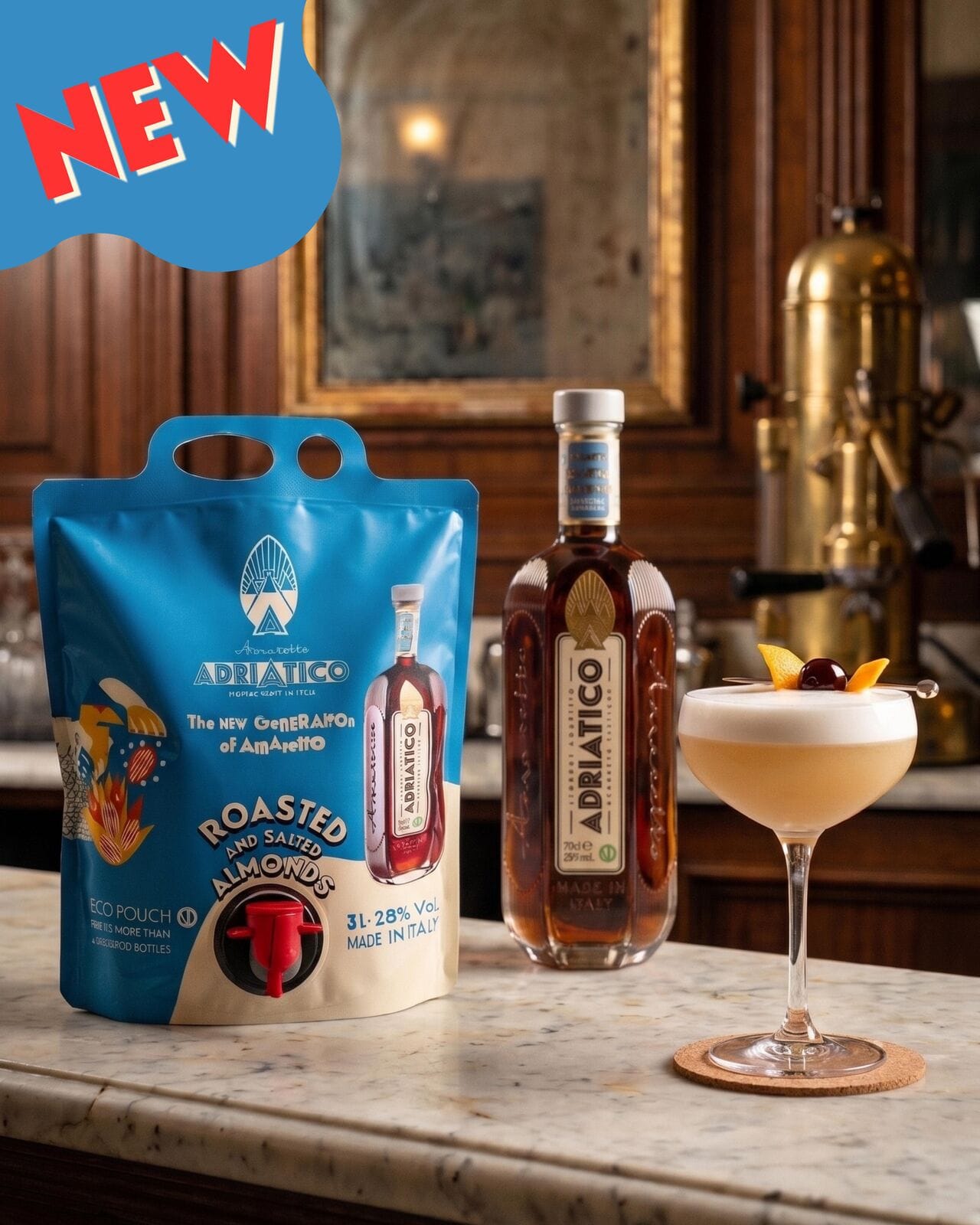 Amaretto ADRIATICO annonce le lancement de son nouvel Eco Pouch 3L